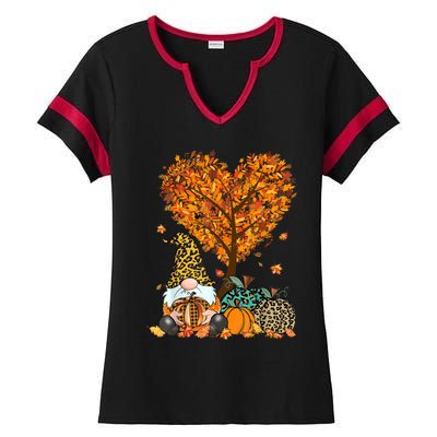 Its Fall Yall Cute Gnomes Pumpkin Autumn Tree Fall Leaves Ladies Halftime Notch Neck Tee