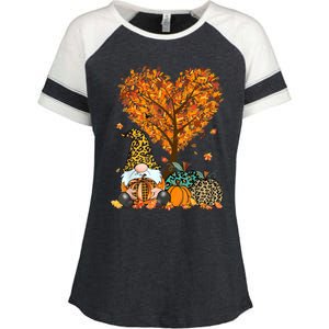 Its Fall Yall Cute Gnomes Pumpkin Autumn Tree Fall Leaves Enza Ladies Jersey Colorblock Tee