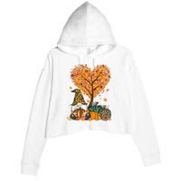 Its Fall Yall Cute Gnomes Pumpkin Autumn Tree Fall Leaves Crop Fleece Hoodie