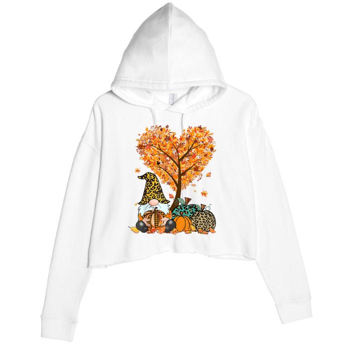 Its Fall Yall Cute Gnomes Pumpkin Autumn Tree Fall Leaves Crop Fleece Hoodie