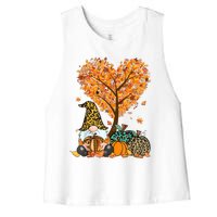 Its Fall Yall Cute Gnomes Pumpkin Autumn Tree Fall Leaves Women's Racerback Cropped Tank