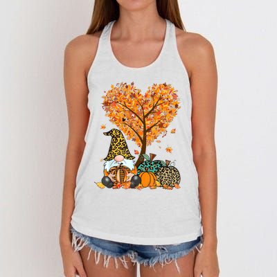 Its Fall Yall Cute Gnomes Pumpkin Autumn Tree Fall Leaves Women's Knotted Racerback Tank