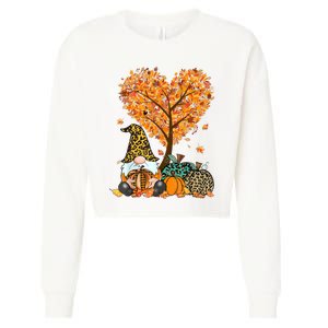 Its Fall Yall Cute Gnomes Pumpkin Autumn Tree Fall Leaves Cropped Pullover Crew