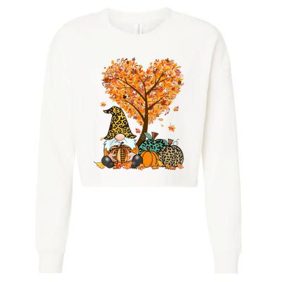 Its Fall Yall Cute Gnomes Pumpkin Autumn Tree Fall Leaves Cropped Pullover Crew