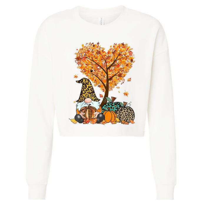 Its Fall Yall Cute Gnomes Pumpkin Autumn Tree Fall Leaves Cropped Pullover Crew