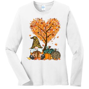 Its Fall Yall Cute Gnomes Pumpkin Autumn Tree Fall Leaves Ladies Long Sleeve Shirt