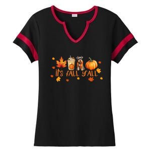 ItS Fall YAll Pumpkin Spice Latte Dog Miniature Schnauzer Funny Gift Ladies Halftime Notch Neck Tee