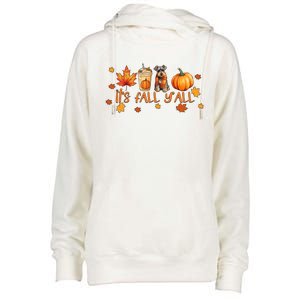 ItS Fall YAll Pumpkin Spice Latte Dog Miniature Schnauzer Funny Gift Womens Funnel Neck Pullover Hood