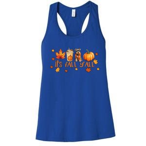 ItS Fall YAll Pumpkin Spice Latte Dog Miniature Schnauzer Funny Gift Women's Racerback Tank