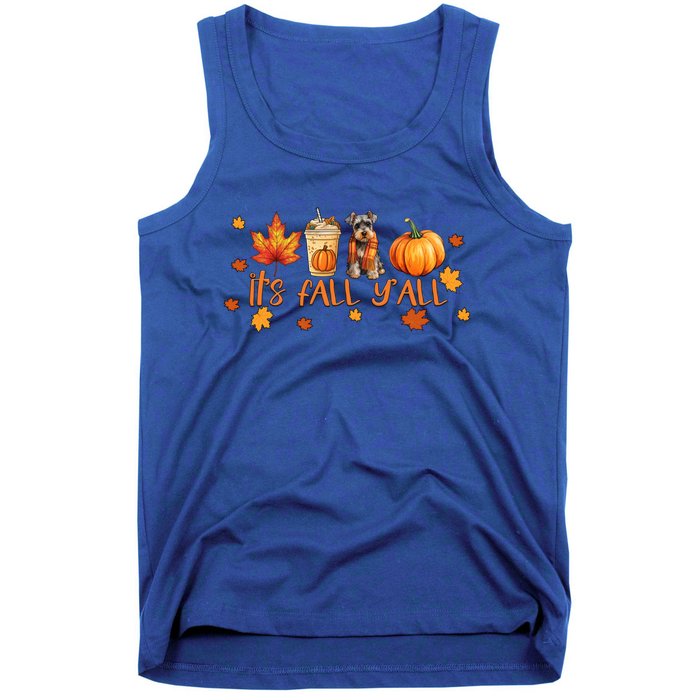 ItS Fall YAll Pumpkin Spice Latte Dog Miniature Schnauzer Funny Gift Tank Top