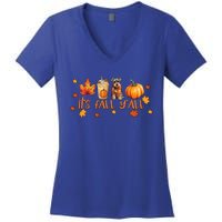 ItS Fall YAll Pumpkin Spice Latte Dog Miniature Schnauzer Funny Gift Women's V-Neck T-Shirt