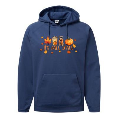 ItS Fall YAll Pumpkin Spice Latte Dog Miniature Schnauzer Funny Gift Performance Fleece Hoodie