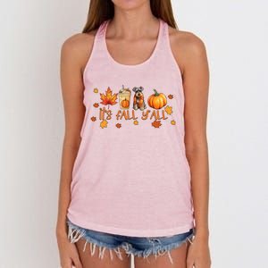 ItS Fall YAll Pumpkin Spice Latte Dog Miniature Schnauzer Funny Gift Women's Knotted Racerback Tank