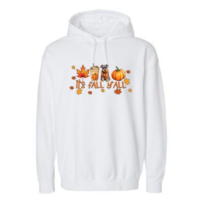 ItS Fall YAll Pumpkin Spice Latte Dog Miniature Schnauzer Funny Gift Garment-Dyed Fleece Hoodie