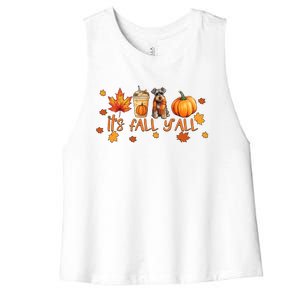 ItS Fall YAll Pumpkin Spice Latte Dog Miniature Schnauzer Funny Gift Women's Racerback Cropped Tank