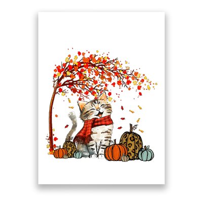 ItS Fall YAll Cat Leaf Fall Tree Hello Autumn Thanksgiving Poster