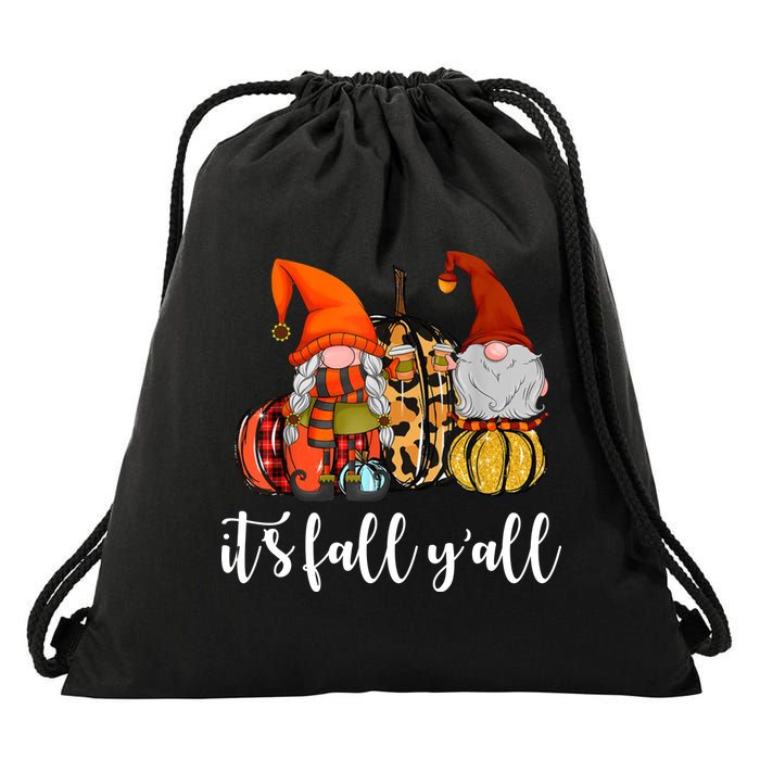 It's Fall Y'all Autumn Leaves Gnomes Fall Funny Drawstring Bag
