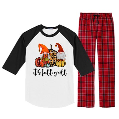 It's Fall Y'all Autumn Leaves Gnomes Fall Funny Raglan Sleeve Pajama Set