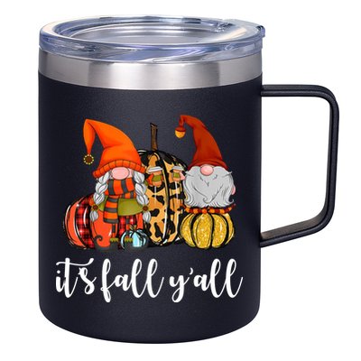 It's Fall Y'all Autumn Leaves Gnomes Fall Funny 12oz Stainless Steel Coffee Mug