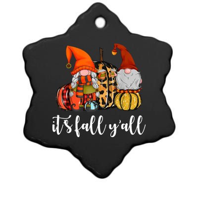 It's Fall Y'all Autumn Leaves Gnomes Fall Funny Ceramic Star Ornament