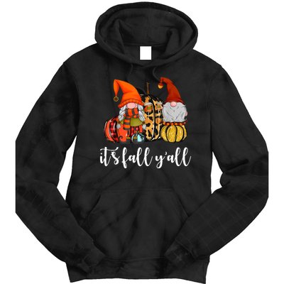 It's Fall Y'all Autumn Leaves Gnomes Fall Funny Tie Dye Hoodie