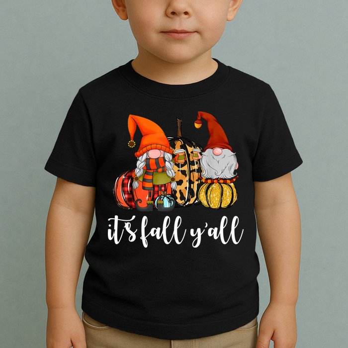 It's Fall Y'all Autumn Leaves Gnomes Fall Funny Toddler T-Shirt