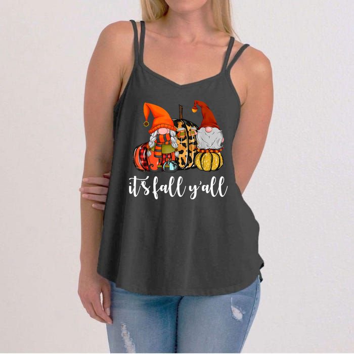 It's Fall Y'all Autumn Leaves Gnomes Fall Funny Women's Strappy Tank