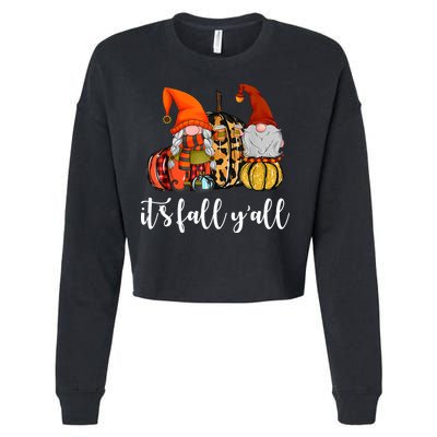 It's Fall Y'all Autumn Leaves Gnomes Fall Funny Cropped Pullover Crew
