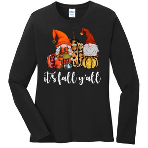 It's Fall Y'all Autumn Leaves Gnomes Fall Funny Ladies Long Sleeve Shirt