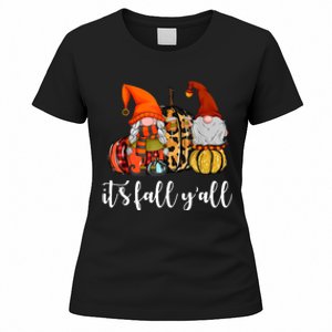 It's Fall Y'all Autumn Leaves Gnomes Fall Funny Women's T-Shirt