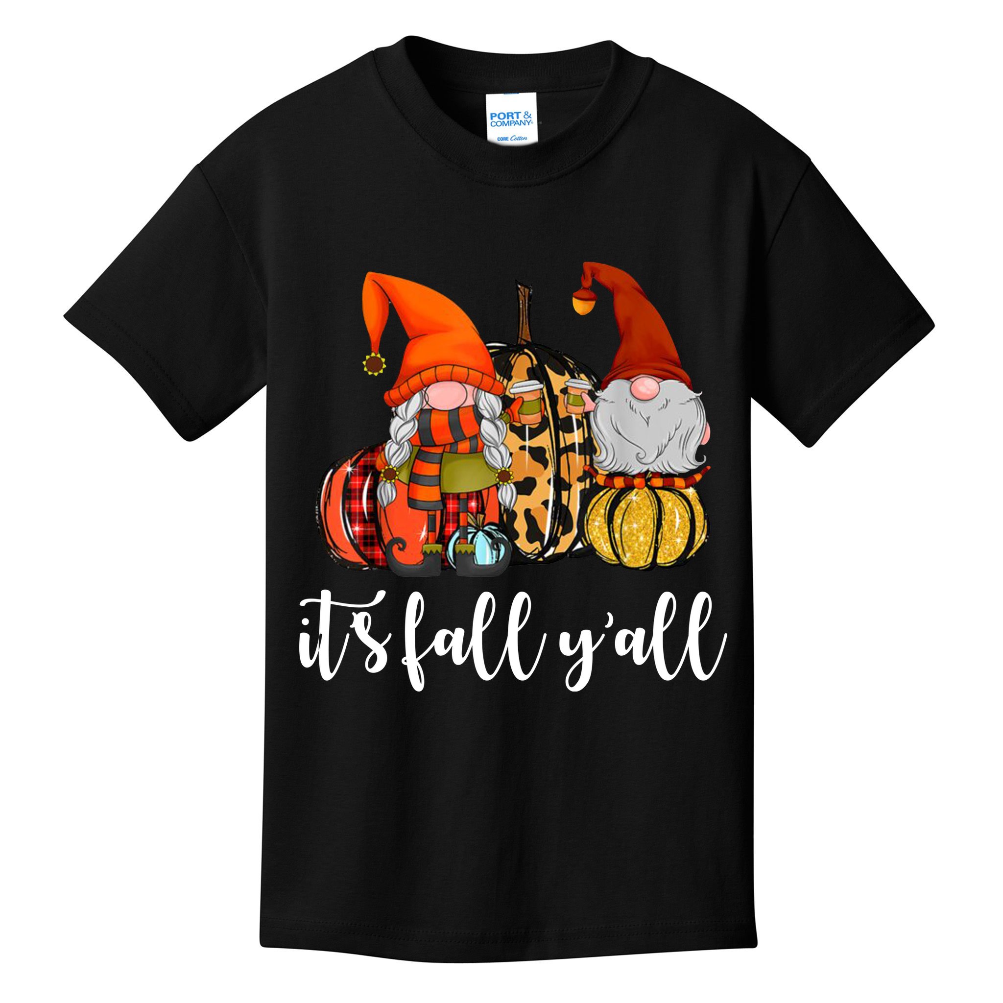 It's Fall Y'all Autumn Leaves Gnomes Fall Funny Kids T-Shirt