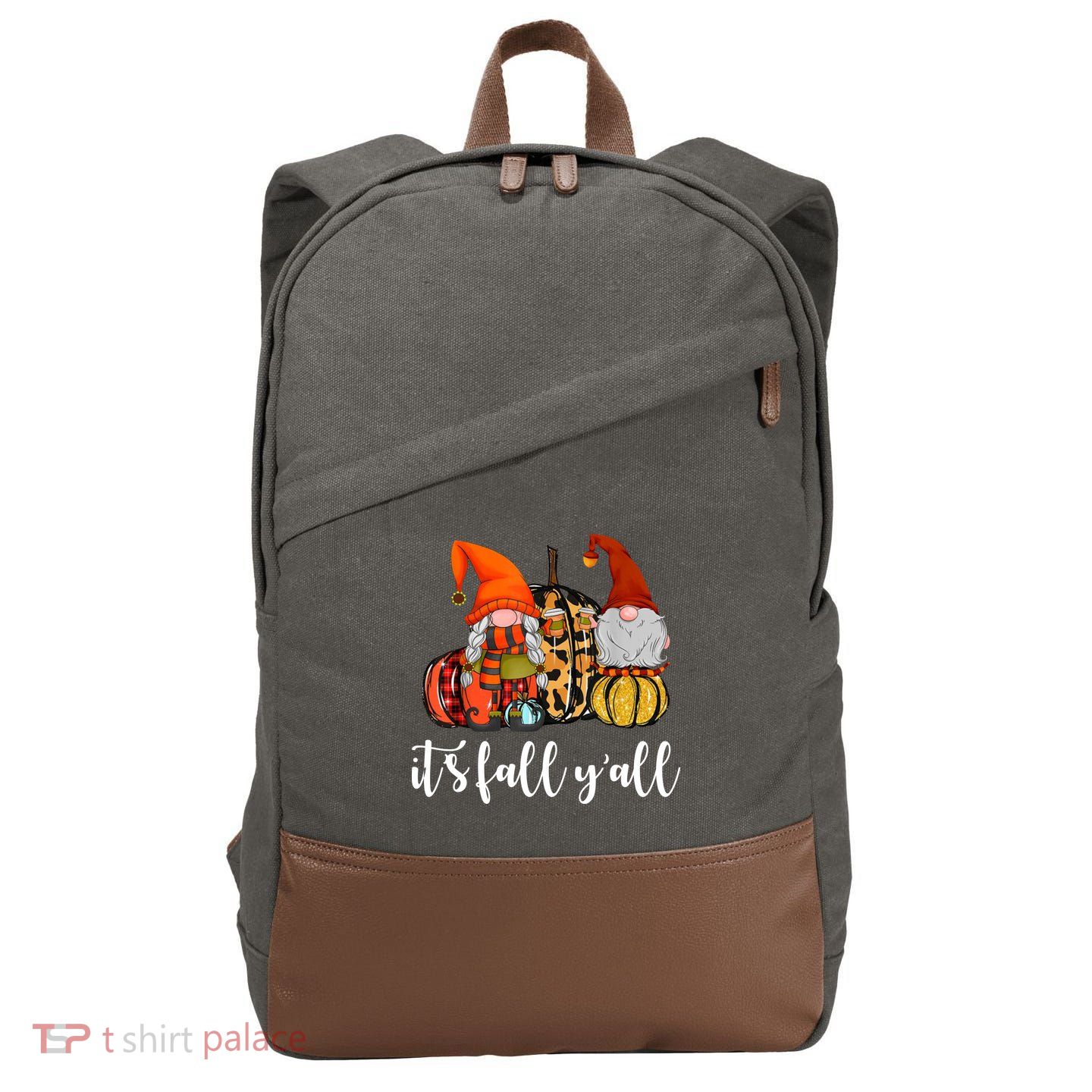It's Fall Y'all Autumn Leaves Gnomes Fall Funny Cotton Canvas Backpack