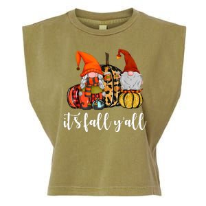 It's Fall Y'all Autumn Leaves Gnomes Fall Funny Garment-Dyed Women's Muscle Tee