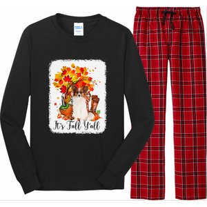 It's Fall Y'all Papillion Dog Halloween Thanksgiving Long Sleeve Pajama Set