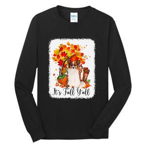 It's Fall Y'all Papillion Dog Halloween Thanksgiving Tall Long Sleeve T-Shirt