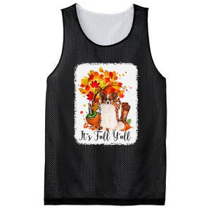 It's Fall Y'all Papillion Dog Halloween Thanksgiving Mesh Reversible Basketball Jersey Tank