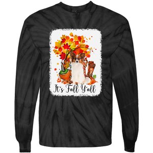 It's Fall Y'all Papillion Dog Halloween Thanksgiving Tie-Dye Long Sleeve Shirt