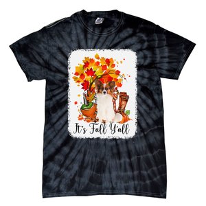 It's Fall Y'all Papillion Dog Halloween Thanksgiving Tie-Dye T-Shirt