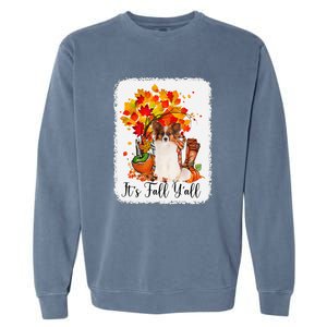 It's Fall Y'all Papillion Dog Halloween Thanksgiving Garment-Dyed Sweatshirt