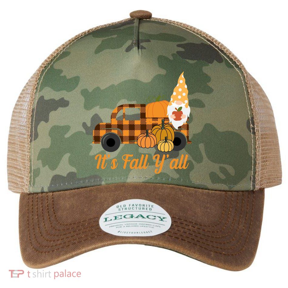 It's Fall Y'all Pumpkin Gnome Legacy Tie Dye Trucker Hat