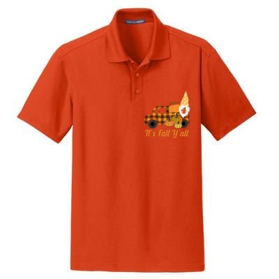 It's Fall Y'all Pumpkin Gnome Dry Zone Grid Polo