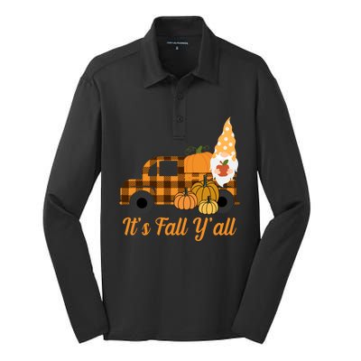 It's Fall Y'all Pumpkin Gnome Silk Touch Performance Long Sleeve Polo