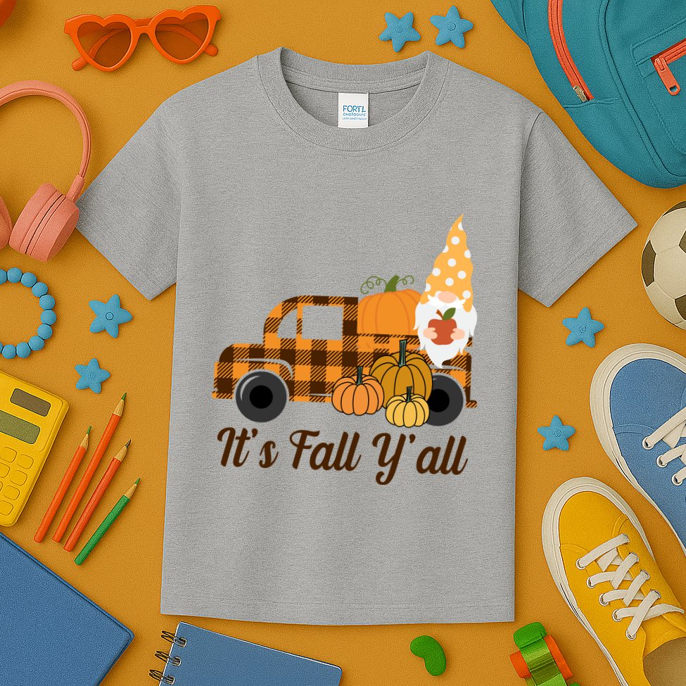 It's Fall Y'all Pumpkin Gnome Kids T-Shirt