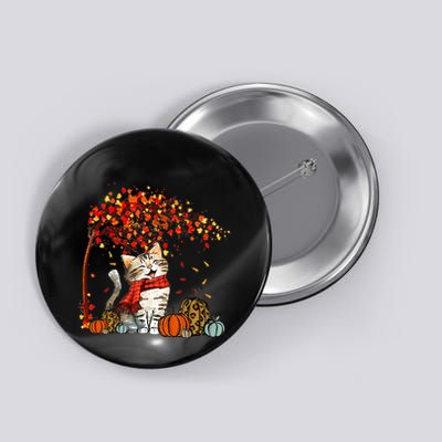 ItS Fall YAll Cat Leaf Fall Tree Hello Autumn Thanksgiving Button