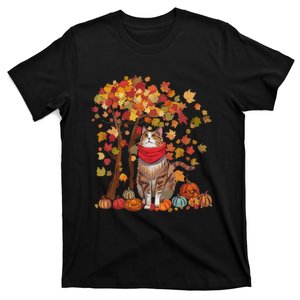 ItS Fall YAll Cat Leaf Fall Tree Hello Autumn Thanksgiving T-Shirt