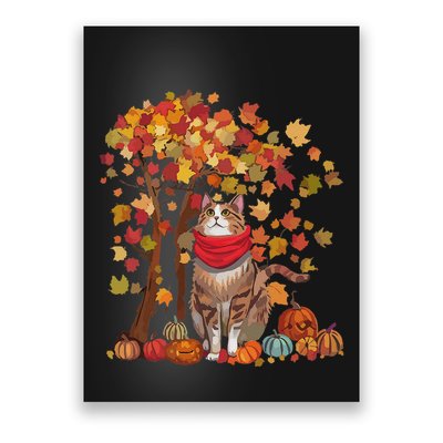 ItS Fall YAll Cat Leaf Fall Tree Hello Autumn Thanksgiving Poster