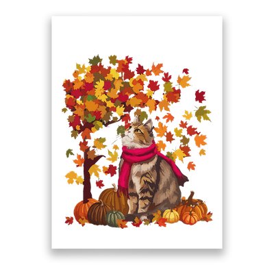 ItS Fall YAll Cat Leaf Fall Tree Hello Autumn Thanksgiving Poster