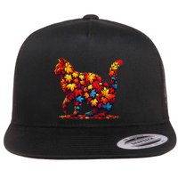 ItS Fall YAll Cat Leaf Fall Tree Hello Autumn Thanksgiving Flat Bill Trucker Hat