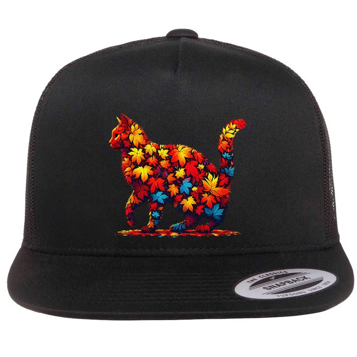 ItS Fall YAll Cat Leaf Fall Tree Hello Autumn Thanksgiving Flat Bill Trucker Hat