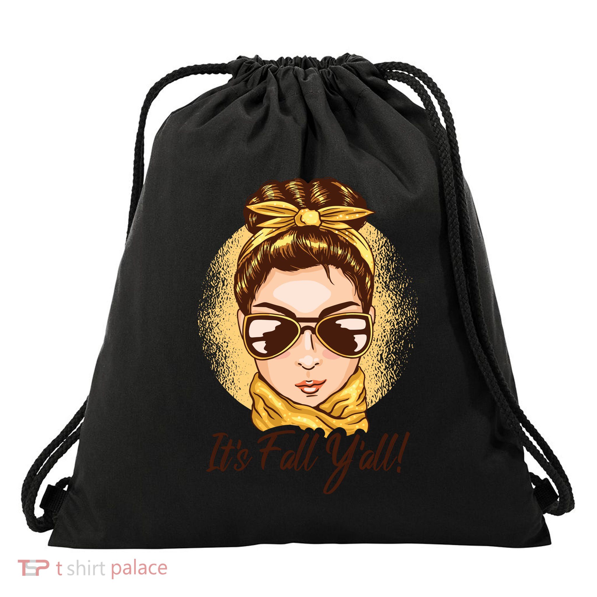 It's Fall Y'all Female Bun Drawstring Bag